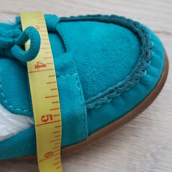 Via Spiga Turquoise Suede V-Raven Loafers - Picture 15 of 15